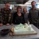 Conservation team members Martin Wenzel, Lizzie Meek, Nicola Dunn and Mike Gillies celebrate Lizzie's 1000 days on the Ice