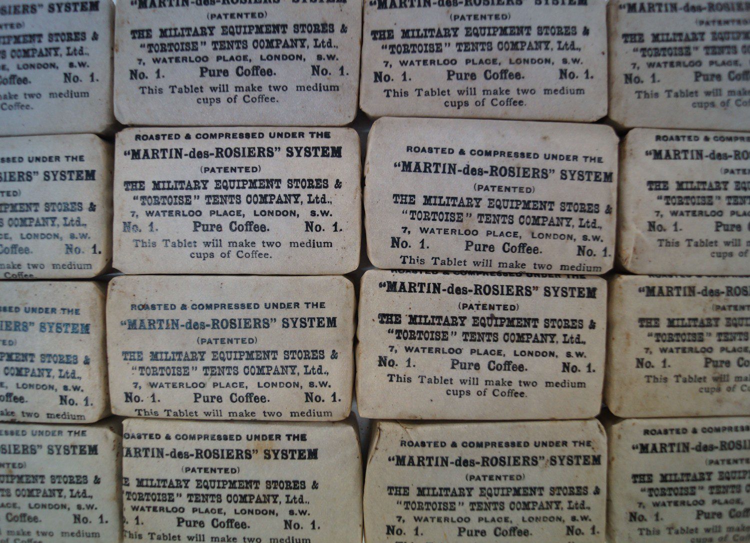Packets of historic coffee, 1899