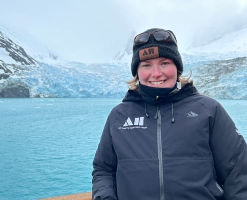 Inspiring Explorer Kaitlyn Martin at Drygalski Fjord Inspiring Explorers Expedition South Georgia Antarctic Heritage Trust