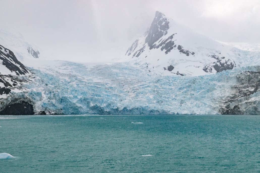 A large, craggy glacier.