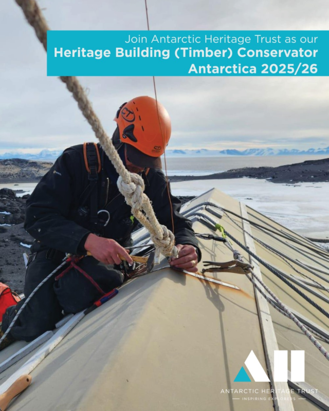 🔊 We are hiring!

We need two Heritage Building (Timber) Carpenters for a two-month fixed term contract based in Antarctica mid-November 2025 to January 2026. ❄️

Experience in conservation documentation is a key part of this role, as well the ability to work in remote outdoors settings with limited resources.

To find out more about the skills and experience required, as well as a full job description, head to our website - link in bio 'Work with Us'

📸 Building Conservation Programme Manager Zach Bennett undertaking chimney fitting repair to 'Nimrod' hut at Cape Royds. ©AHT/Johan Bergman. Conservation support Lachie Cromar and Heritage Carpenter Zack Bennett work with modern �boxes outside Shackleton's 'Nimrod' hut at Cape Royds. ©AHT/Lizzie Meek