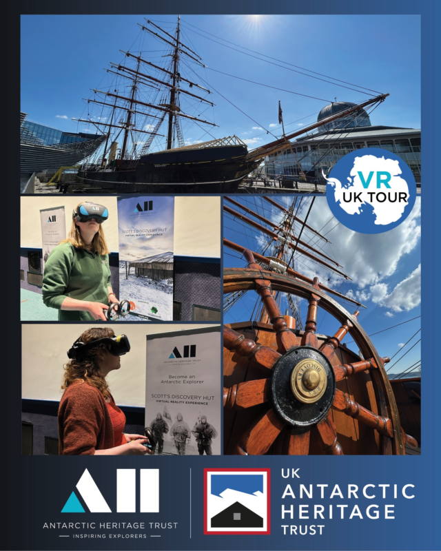 Over the last four days 284 people have taken a virtual visit to Antarctica at @discoverydundee in Scotland – home to Scott’s ‘Discovery’ ship. 

The final stop on our UK tour provided a very special opportunity for museum guests to understand more about what life was like during the early years of Antarctic exploration by taking part in one of two immersive virtual reality experiences, NZAHT’s VR of Scott’s ‘Discovery’ hut built in 1902, and @ukantarcticheritagetrust's ‘A Frozen Night’ featuring Stonington Island, a key dog sledging base established in 1948 on the Antarctic Peninsula. 

Thank you to the team at Dundee Heritage Trust for inviting us to share Antarctica’s important cultural heritage sites with your visitors in a new and exciting way through immersive digital technology! 

📸 Top and right: Scott’s ‘Discovery’ ship at Discovery Point, Dundee. Museum visitors were able to explore Scott’s ship then virtually visit the explorer base he built for the National Antarctic (Discovery) Expedition 1901–1904. Right: Visiting ‘Discovery’ hut with VR. © AHT/Anna Clare 

#inspire #explore #discover #conserve #ScottsDiscoveryHut #VR