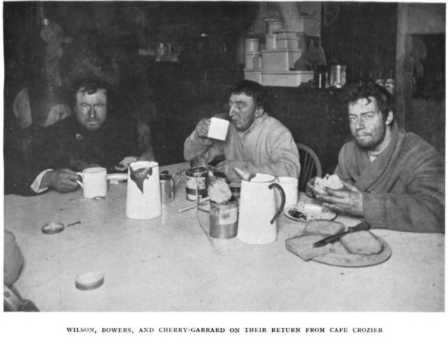 #OnThisDay in 1911, Wilson, Bowers and Cherry-Gerrard reached Cape Crozier on Ross Island during the 'Winter Journey', a component of Captain Scott’s British Antarctic 'Terra Nova' Expedition 1910-1913.

The 'Winter Journey' was planned by Dr Edward Wilson and accompanied by Henry ‘Birdie’ Bowers and Apsley Cherry-Gerrard, the youngest member of Scott's 'Terra Nova' expedition party. The expedition was later referred to as 'The Worst Journey in the World' as the three men traversed almost 100 kilometres from Cape Evans to a penguin rookery at Cape Crozier during complete 24-hour darkness and plummeting winter temperatures of below -60℃! The 'Winter Journey' objective was to collect Emperor penguin eggs for a case study, the now debunked recapitulation theory. Biologists once believed that examining the embryos of key species, such as the Emperor penguin, would show how the species – and, by extension, how the family of birds as a whole – had evolved.

To learn more about the 'Winter Journey' check out Cherry-Gerrard's first-hand account, 'The Worst Journey in the World'. This must-read book draws on Cherry-Gerrard's experiences as well as the diaries of his compatriots to create a stirring and detailed account of Scott’s legendary 'Terra Nova' expedition and its sub-expeditions, including Scott's successful but ill-fated attempt to the South Pole. Cherry-Gerrard was among the search party that discovered the corpses of Scott and his men, who had long since perished from starvation and extreme weather.

Antarctic Heritage Trust is proud to be the New Zealand distributer of the graphic novel adaptation of 'The Worst Journey in the World' by animator Sarah Airriess. 

To purchase a copy, head to our website: https://nzaht.org/product/the-worst-journey-in-the-world/

📸 Wilson, Bowers and Cherry-Gerrard eating a well-deserved meal upon their return from Cape Crozier during the ‘Worst Journey in the World’ (Credit unknown).

@twirlynoodle @WorstJourneyGN